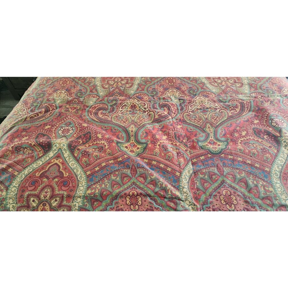 Pottery Barn Red Paisley Floral Cotton King Duvet Cover Pillow Shams - Picture 5 of 10